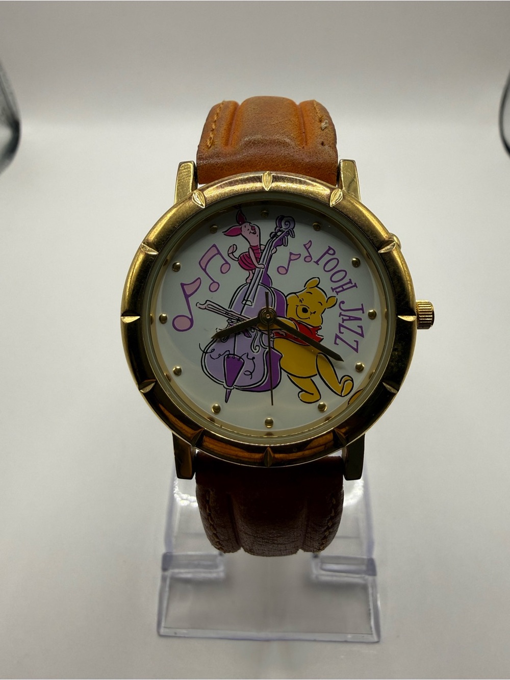 Timex Winnie The Pooh Piglet Jazz Women Brown Leather 34mm Watch (New Battery)